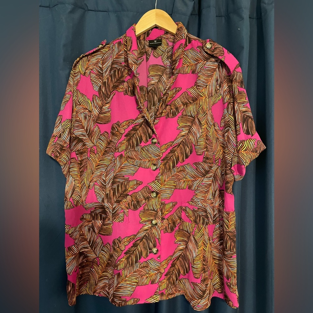 Flows tropical button down top